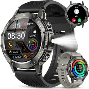 Smart Watch for Men Fitness Tracker: Waterproof Make Answer Call Running Digital Mens Watches Military Smartwatch Android Phone iPhone Samsung Compatible SpO2 Sleep Heart Rate Monitor Step Pedometer
