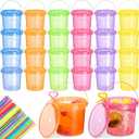 Funnymoom 24 Pack Plastic Rum Buckets for Drinks with Straws Ice Cream Cocktail Bucket with Lids and Handles Reusable Food Containers Cup (25 oz,Orange,Pink,Green,Purple,Blue,Yellow)