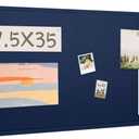 Bulletin Board, 35 x 17 1/2 inches Felt Board - Decorative Pin Board, Cork Board Alternative for Wall, Foldable Self-Adhesive Vision Board Prayer Board with 20 Pushpins Dark Blue