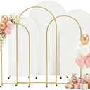Arch Backdrop Stand and Cover Set 7.2FT/6.6FT/6FT, Gold Wedding Arch Frame with White Arch Cover Stretchy Spandex Wrinkle-Resistant, Wedding Arches for Ceremony Birthday Party Baby Shower