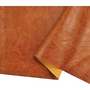 100cm x 140cm （39 x 54 Inch） Soft Leather Fabric - Faux Leather Fabric -1mm Thick for Upholstery - DIY Crafts - Light Brown Crazy Horse Distress