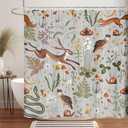 Fairy Rustic Forest Shower Curtain for Bahtroom, Country Woodland Wild Animals Butterfly Mushroom Set Hunting Shower Curtain, Farmhouse Rustic Cabin Lodge Shower Curtain Set with Hooks 70X70IN (Grey)