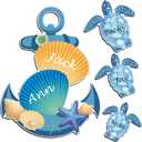 Kanayu 4 Pcs Cruise Ship Door Decorations Cruise Ship Door Magnets Large Anchor Magnetic Sea Turtle Sea Shells Stickers Funny Magnets for Carnival Cabin Fridge Car