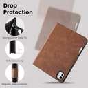 Handmade Case for iPad Pro 11 Inch (M5/M4) 2025/2024 with Pencil Holder Pocket,Magnetic Closure,Auto Sleep/Wake,Vegan Leather Folio Protective Cover,Multi Angles Stand,Dark Brown
