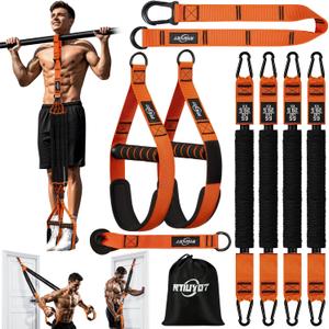 Pull Up Bands, Heavy Duty Resistance Bands with Handle, Workout Bands for Pull Up Bar, Pullup Assist Band Set for Exercise, Full Body Workout, Home Gym for Enhanced Strength, Muscle Training (1-Orange)