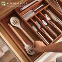 KitchenEdge Premium Silverware, Flatware and Utensil Organizer for Kitchen Drawers, Food-Safe Contract Grade, Expandable from 16 to 28 In, Natural Acacia