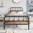 Metal Bed Frames with Heavy Duty Steel Slat,Hearboard and Footboard No Box Spring Needed Easy Assembly for Living Room(Twin,Black)