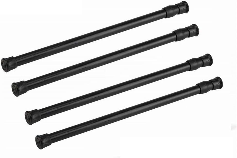 Tension Rods, 4 Pack Adjustable Spring Steel Cupboard Bars Tension Curtain Rod Shower Rod (23.6-43.3 Inches, Black)