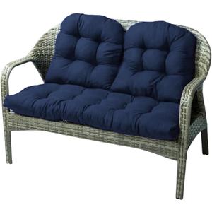 Reyox Outdoor Chair Cushions Set of 3, Waterproof Patio Loveseat Cushions with Ties, Thickened Replacement Cushions for Wicker Furniture Navy Blue 3 PCS