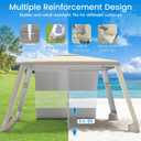 MoKo Beach Cabana, 8'×8' Large Beach Canopy with Side Wall, UPF 50+ Protection Easy Setup Beach Tent Sun Shelter, Adjustable Height Wind Resistant Cabana Beach Tent for Whole Family, Khaki