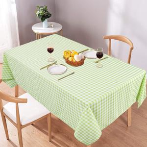 AMZLOKAE Rectangle Tablecloth 50''x72'' (6ft) - Green White Buffalo Plaid Fabric Table Cover for Dining, Outdoor, Easter, Spring (70" x 52" (Rectangular))