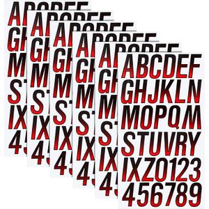 TaoBary 12 Sheets 216 Pcs Boat Decals Vinyl Numbers Letters Stickers Kit Custom Boat Registration for Watercraft Mailboxes Cars Signs(3 Inch,Red, Black)