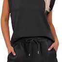 ANRABESS Two Piece Sets for Women 2025 Summer Short Lounge Set Casual Beach Vacation Outfits Spring Sweatsuits Tracksuit, , Black, M