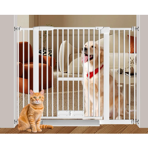 28 W × 40 H inch Tall Safety Gate With Narrow Bar Spacing With Pet Door