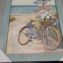 Bedroom Beach Seascape Wall Art: Coastal Tropical Seaside Bicycle with Flower Beachy Signs Rustic Scenery Wooden Framed Prints Picture Ocean Seashore Painting Artwork Decor for Living Room Bathroom Home Office 24"x16"