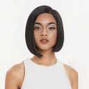 NOBLE Bob Wig Short Straight Synthetic Wig with Side Part Blunt Cut T-Lace Short Wig 10 Inch Side Part Black Wigs for Women Daily Wear