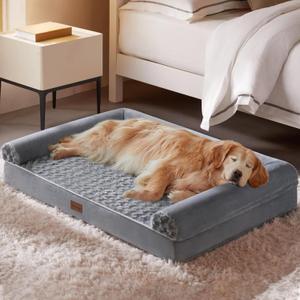 Large Dog Bed Orthopedic Washable - Beds Bolster - Extra Large Big Dogs - Memory Foam Couch Sofa - Waterproof with Removable Cover - Dark Grey Dog Bed (36.0"L x 27.0"W x 7.0"Th)