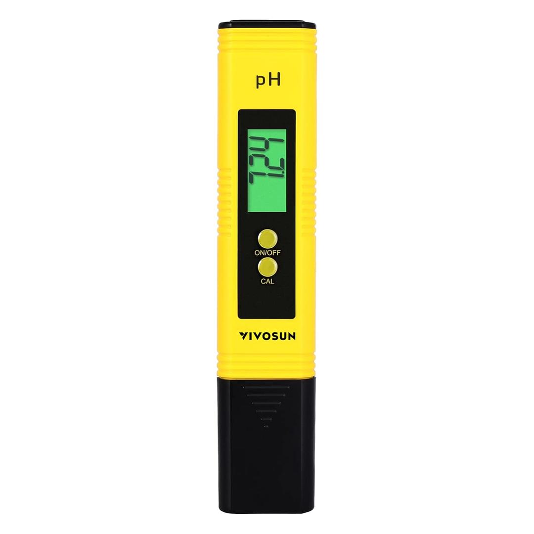 VIVOSUN Digital pH Meter, 0.01pH High Accuracy Pen Type pH Tester for Hydroponics, Household Drinking, Pool and Aquarium, Yellow, UL Certified