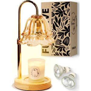 Flower Candle Warmer Lamp with Timer Dimmable, Mothers Day Birthday Gifts for Women Mom, Candle Warming Light Height Adjustable, Wax Melt Warmer for Jar Scented Candles, Housewarming Candle Lamp