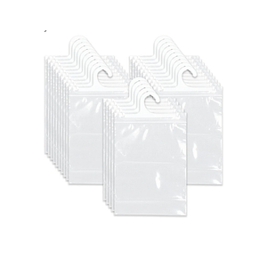 25 Pcs Hanging Storage Bags Clear Plastic Bags Large Hook Reusable Hang-Up Book Pouch Waterproof Headphone Storage for Classroom Library Home School Supplies Pharmacy Use