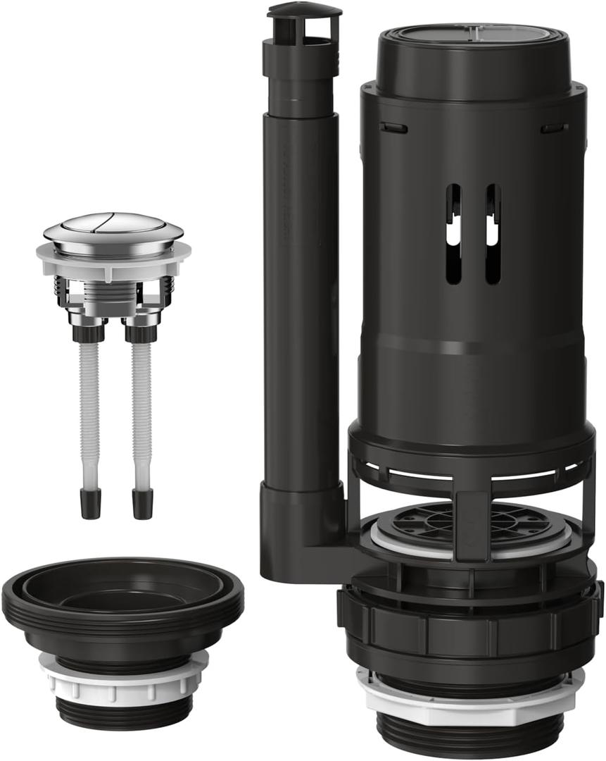 R&T Universal Dual Flush Valve for 2-piece Toilet with Top Push Button Toilet Repair Kit Inside Tank Compatible with 3-Inch and 2-Inch Toilet Drain Outlet A2422