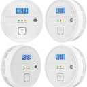 4 Packs Smoke & Carbon Monoxide Detector Battery Operated,2-in-1 Smoke Detector Carbon Monoxide Detector Combo,Smoke Alarm with Digital Display for Home