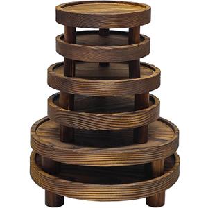 6 PCS 5/6/8 Inch Wooden Risers for Display Wood Pedestal Stand Round Mini Tray Stand Rustic Riser Tray Tiered Tray Decor for Party, Wedding, Birthday, Baby Shower, Home Dcor