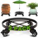 AMAGABELI GARDEN & HOME Plant Caddy with Wheels Heavy Duty 14 2 Pack Rolling Plant Stand Plant Dolly Iron Wheeled Lockable Casters Round Pot Mover Rollers Indoor Outdoor Planter Trolley Metal