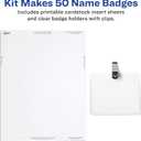 Avery Customizable Name Badges, Clip Style, 3" x 4", Clear Name Tag Holders, White Laser/Inkjet Printable Inserts, 50 Total (74536)