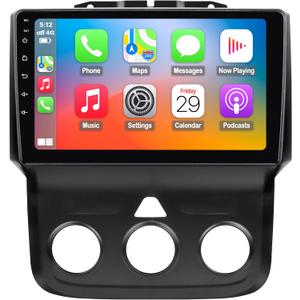 Car Stereo for Dodge RAM 1500 2500 3500 2013 2014 2015 2016 2017 2018 with Wireless CarPlay and Android Auto,9'' Android 13 Touch Screen Radio Replacement,2G Ram 32G ROM(Only fit Manual AC)