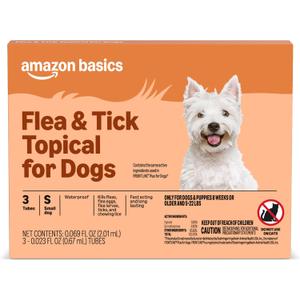 Amazon Basics Preventative Flea and Tick Topical Treatment for Dogs, Small (5-22 lbs), Fast Acting and Long Lasting, 3 Counts