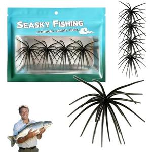 4PCS Dice Bait, Slow Sinking TPR Swimbait, Tentacle Creature Lure with Reflective Stars, Sea Urchin Soft Plastic Fishing Lures for Bass Fishing, Drop Shot, Wacky Rig, Neko Rig & Finesse