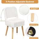 Shinoske Vanity Stool with Storage,White Faux Rabbit Fur Small Makeup Chair for Teenager,Storage Ottoman with Folding Back,Modern Footstool with 4 Solid Wood Legs for Bedroom,Living Room,Home Office