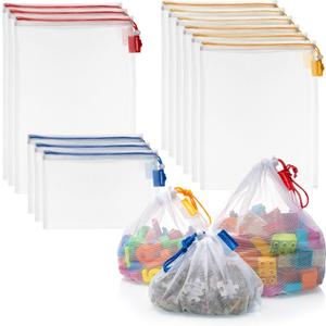 Toy Storage & Organization Mesh Bags Set of 12 Eco Friendly Washable Mesh Bags & Color Coded Drawstrings by Size S, M, L. Playroom Organization, Baby Toys, Game Pieces, Toy Sets, Bathtub Toys