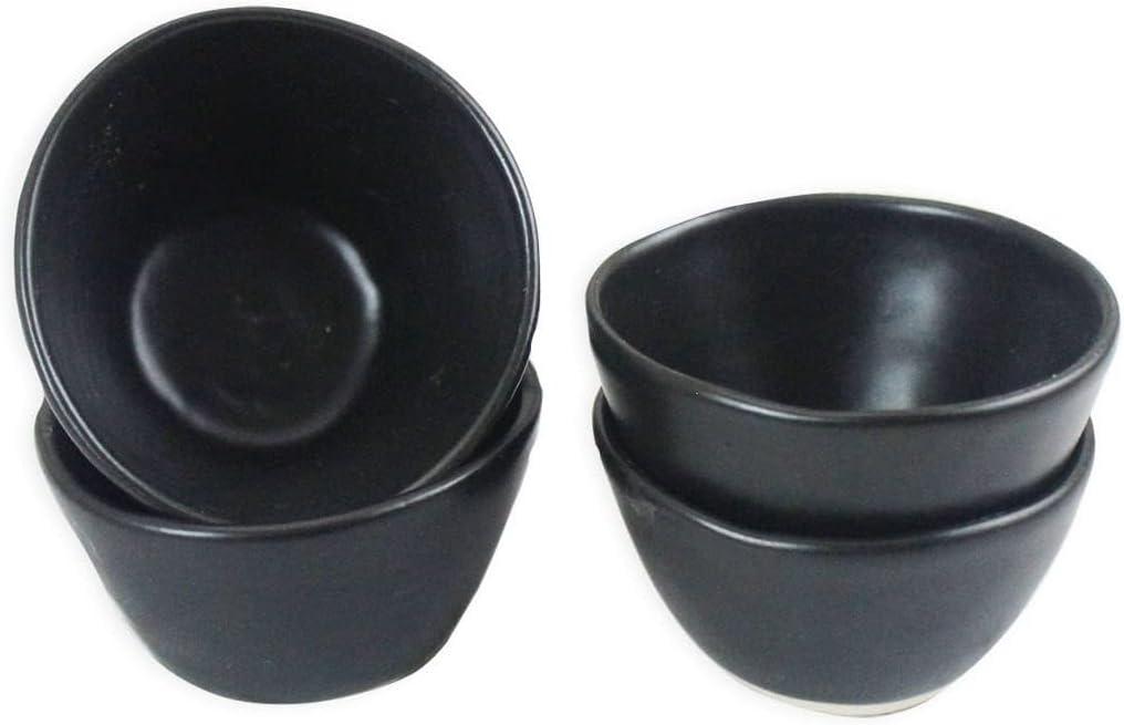 roro Handmade Matte Black Ceramic Conical Sauce Bowls, 3 oz Set of 4  Artisan Stoneware for Dips, Spices & Condiments  Lead-Free & Cadmium-Free