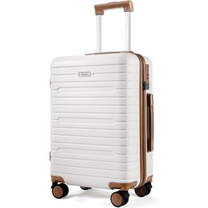 Carry on Luggage 22x14x9 Airline Approved with Spinner Wheels, Hardside Lightweight 20" Carry on Suitcase Airline Approved TSA Lock (Beige)