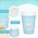 FYSUIMU 50 Pcs Last Toast on The Coast Disposable Coffee Cups with Lids 12Oz Blue Coastal Bachelorette Party Cups for Summer Beach Wedding Bridal Bridesmaid Party Favors