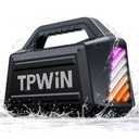 TPWIN Bluetooth Speaker - 80W Loud Rugged Outdoor Speakers, IPX6 Waterproof, 20H Playtime, Deep Bass, Lightshow, TWS, BT 5.3 Wireless, Portable for Travel Hiking Camping Beach Pool - Black
