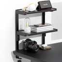 Spacrea clamp on Desk Shelf, 2 Tier Office Desk Shelves Organizer, Wood Desktop Supplies Storage Rack, Desk Organizers and Accessories (Black)