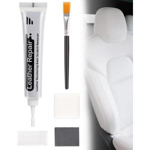 White Leather Recoloring Balm for Tesla Model Y/3/S/X, Leather Repair Kit & Color Restorer Conditioner, Fix Faded & Scratched Seats, Restore Leather Shine for Car Interior & Accessories