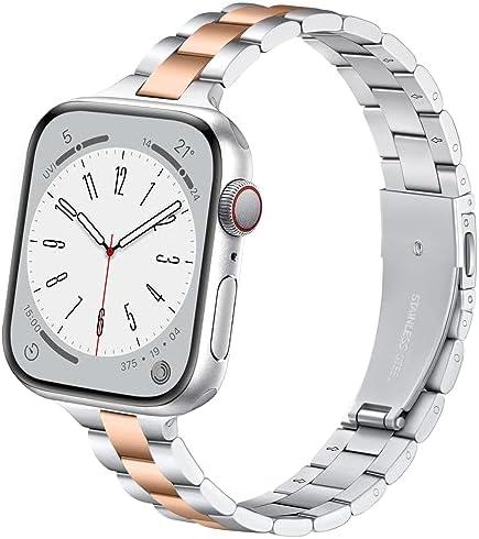 Lenrao Thin Stainless Steel Bands Compatible with Apple Watch 38mm 40mm 41mm 42mm 44mm 45mm 46mm for Women, Metal Straps for iWatch Series 11 10 9 8 7 6 5 4 3 2 1 SE