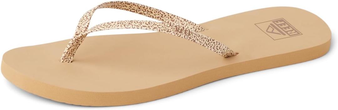 REEF Bliss Nights Womens Flip Flop, Super Lightweight and Soft Footbed, Thin Strap Beach Sandal, Ditsy Cheetah, Size 6