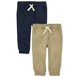 The Children's Place,Baby-Boys,and Toddler Stretch Pull on Jogger Pants,Flax/Tidal 2-Pack,2 Years, Size 18M