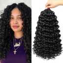 7 Packs GoGo Curl Crochet Hair 16 Inch Short Curly Crochet Hair for Women Deep Wave Beach Curl Crochet Braids Synthetic Braiding Hair Extensions(16 Inch, #1B)