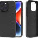 LOPIE Designed for iPhone 15 Pro Max Case Cover, Real Aramid Fiber Hard Cover with Carbon Fiber Finish, Military-Grade Drop Protection, Ultra Light Cover Compatible with Wireless Charging - Black