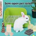 RUBYHOME Rabbit Litter Box Toilet, Plastic Square Cage Box Potty Trainer Corner Litter Bedding Box Pet Pan for Small Animals, Rabbits, Guinea Pigs, Chinchilla, Ferret, Galesaur, 11.4 Inches (Green)