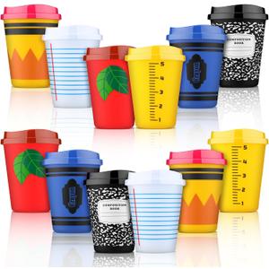 Skylety 12 Pcs Teacher Appreciation Cups Gifts Teacher Gifts in Bulk 12oz Appreciation Tumblers Reusable Plastic Coffee Cups with Lids