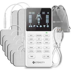 Etekcity 4-Channel Rechargeable TENS Unit,FSA-HSA Eligible Muscle Stimulator for Pain Relief, After-Exercise Relaxation, Physical Therapy, 8 Electrode Pads, Back,Neck,Shoulder,Sciatica, Period Cramps