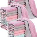 24 Pack Kitchen Dish Cloths Dish Towels, Super Soft and Absorbent Coral Fleece Cloth, Coral Velvet Microfiber Cleaning Cloth, Nonstick Oil Washable Fast Drying Dish Rags for Clean Table, Dish, Glass.