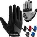 ROCKBROS Cycling Gloves for Men Women - Breathable Gel Pad Road Mountain Bike Gloves - Touch Screen Anti-Slip MTB Gloves for Cycling Workout Outdoor Sports (US XS=Asian S, Full Black)